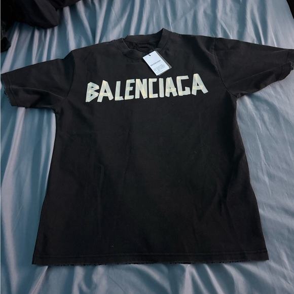 Balenciaga Black Tee with Bold Logo - Picture 1 of 2